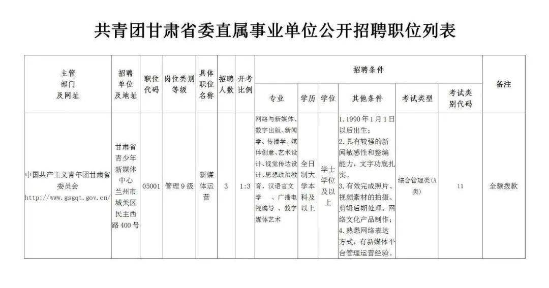 庆阳市共青团市委最新招聘概览